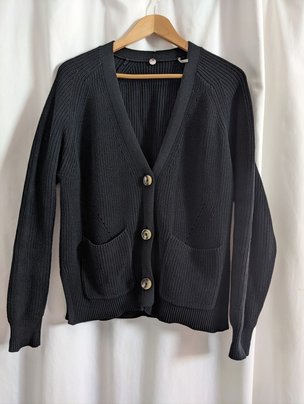 Margaret O'leary 100% Cotton Knit Pocket Cardigan Size Medium